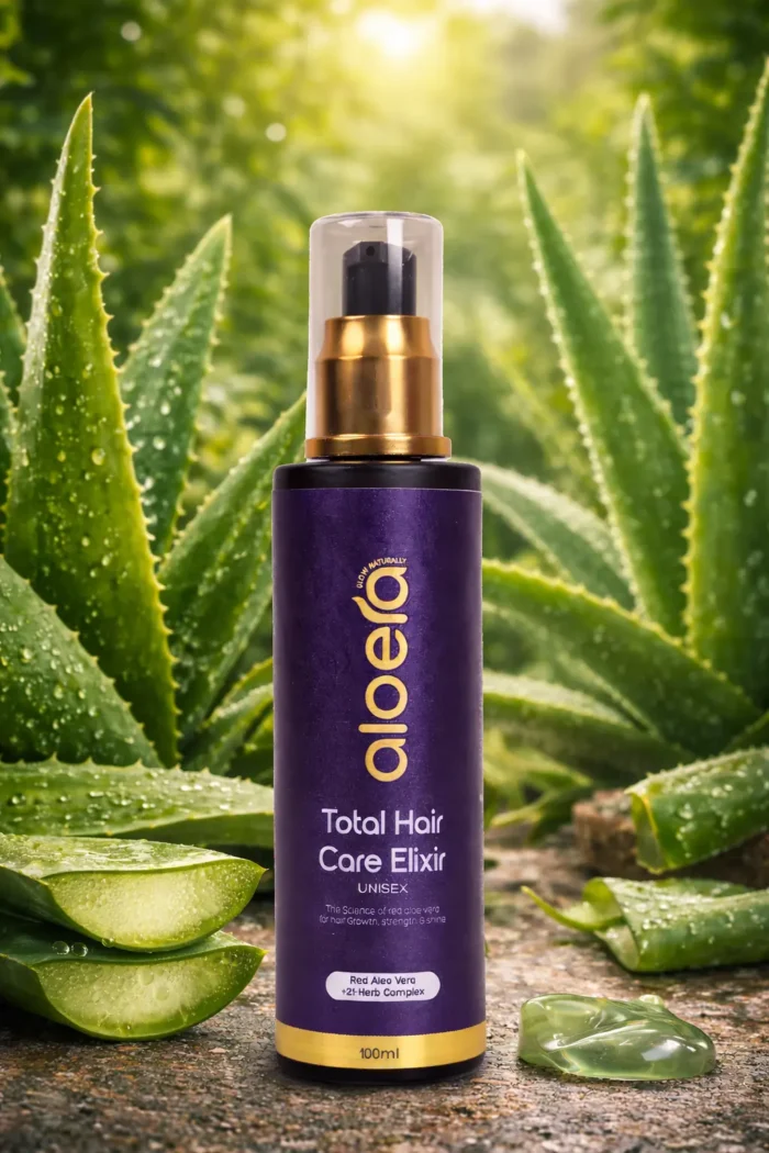 Red Aloe Vera Hair Oil – Total Hair Care Elixir 100 ml Glass Bottle - Image 3